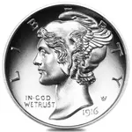Default 2 oz Mercury Dime Design High Relief Silver Round .999 Fine