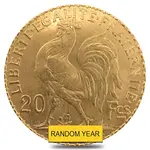 20 Francs French Rooster Gold Coin AU AGW .1867 oz (Random Year)