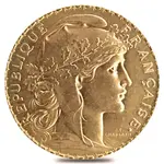 20 Francs French Rooster Gold Coin AU AGW .1867 oz (Random Year)
