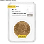 Default $20 Gold Double Eagle Liberty Head NGC MS 63 (Random Year)