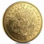 $20 Gold Double Eagle Liberty Head Type II - Almost Uncirculated AU (Random Year, 1866-1876)