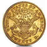 $20 Gold Double Eagle Liberty Head Type II - Extra Fine XF (Random Year, 1866-1876)