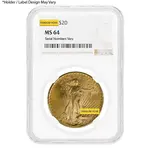 American $20 Gold Double Eagle Saint Gaudens NGC MS 64 (Random Year)