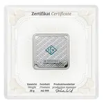 20 gram Geiger Original Square Silver Bar .999 Fine (In Assay)