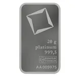 20 Gram Platinum Bar - Valcambi Suisse .9995 Fine (in Assay)