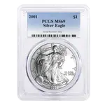 2001 1 oz Silver American Eagle $1 Coin PCGS MS 69