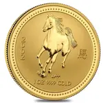 2002 1 oz Gold Lunar Year of The Horse BU Australia Perth Mint (Series I)
