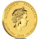 2010 2 oz Gold Lunar Tiger BU Australia Perth Mint Series II