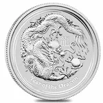 2012 2 oz Silver Lunar Year of The Dragon BU Australian Perth Mint In Cap
