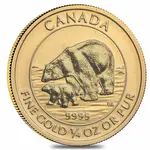 Default 2015 1/4 oz $10 Canadian Gold Polar Bear and Cub .9999 Fine BU (Sealed)