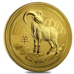 2015 1 oz Gold Lunar Year of the Goat BU Australia Perth Mint Series II In Cap
