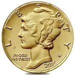 Default 2016-W 1/10 oz Mercury Dime Centennial Gold Coin (Scruffy)