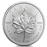 Canadian 2018 1 oz Silver Canadian Maple Leaf .9999 Fine $5 Coin BU