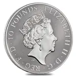 2018 Great Britain 10 oz Silver Queen's Beast (Red Dragon) Coin .9999 Fine BU In Cap