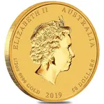 2019 1/2 oz Gold Lunar Year of The Pig BU Australia Perth Mint In Cap