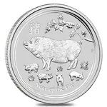 2019 1/2 oz Silver Lunar Year of The Pig BU Australian Perth Mint In Cap