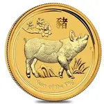 2019 1 oz Gold Lunar Year of The Pig BU Australia Perth Mint In Cap 