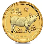 2019 2 oz Gold Lunar Year of The Pig BU Australia Perth Mint In Cap 