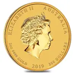 2019 2 oz Gold Lunar Year of The Pig BU Australia Perth Mint In Cap 