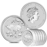 2019 2 oz Silver Lunar Year of The Pig BU Australian Perth Mint In Cap