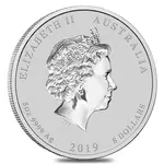 2019 5 oz Silver Lunar Year of The Pig BU Australian Perth Mint In Cap