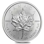 Canadian 2020 1 oz Canadian Silver Maple Leaf .9999 Fine $5 Coin BU