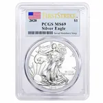 2020 1 oz Silver American Eagle $1 Coin PCGS MS 69 First Strike (Flag Label)