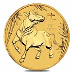 Australian 2021 1/2 oz Gold Lunar Year of The Ox BU Australia Perth Mint In Cap