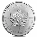 Canadian 2021 1 oz Canadian Silver Maple Leaf .9999 Fine $5 Coin BU