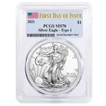 2021 1 oz Silver American Eagle $1 Coin PCGS MS 70 First Day of Issue