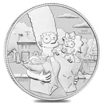 Tuvalu 2021 1 oz Tuvalu Marge & Maggie Simpson Silver Coin .9999 Fine BU In Cap