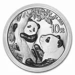 2021 30 gram Chinese Silver Panda 10 Yuan .999 Fine BU