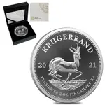 South African 2021 South Africa 2 oz Proof Silver Krugerrand .999 Fine (w/Box & COA)