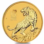 Australian 2022 1/10 oz Gold Lunar Year of The Tiger BU Australia Perth Mint In Cap