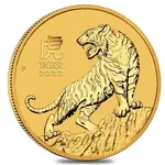 2022 1/2 oz Gold Lunar Year of The Tiger BU Australia Perth Mint In Cap