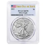 2022 1 oz Silver American Eagle $1 Coin PCGS MS 70 First Day of Issue