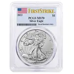 2022 1 oz Silver American Eagle $1 Coin PCGS MS 70 First Strike (Flag Label)