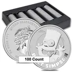 2022 1 oz Tuvalu Bart Simpson Silver Coin .9999 Fine BU In Cap