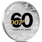 Default 2022 1 oz Tuvalu James Bond - 60 Years of Bond Colorized Silver Coin .9999 Fine BU