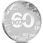 2022 1 oz Tuvalu James Bond - 60 Years of Bond Silver Coin .9999 Fine BU In Cap