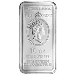2022 10 oz St. Helena The Queen's Virtues - Victory Silver Coin Bar .999 Fine BU