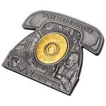 2022 3 oz Silver Alexander Graham Bell Telephone Shaped Coin Barbados .999 Fine (w/Box & COA)