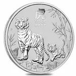 2022 5 oz Silver Lunar Year of The Tiger BU Australian Perth Mint In Cap
