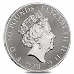 2022 Great Britain 10 oz Silver Queen's Beasts White Greyhound of Richmond Coin .9999 Fine BU In Cap