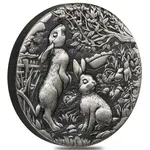 2023 2 oz Antiqued Silver Lunar Year of The Rabbit Australian Perth Mint (w/Box & COA)