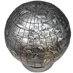 2023 Barbados 1 kilo Silver Animals of the World Globe Coin