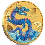 2024 1/10 oz Colorized Gold Lunar Blue Dragon BU Perth Mint