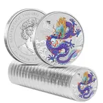 2024 1 oz Colorized Lunar Purple Dragon Silver Coin BU Perth Mint