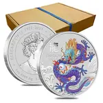 2024 1 oz Colorized Lunar Purple Dragon Silver Coin BU Perth Mint