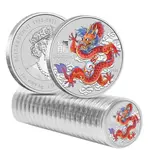 2024 1 oz Colorized Lunar Red Dragon Silver Coin BU Perth Mint